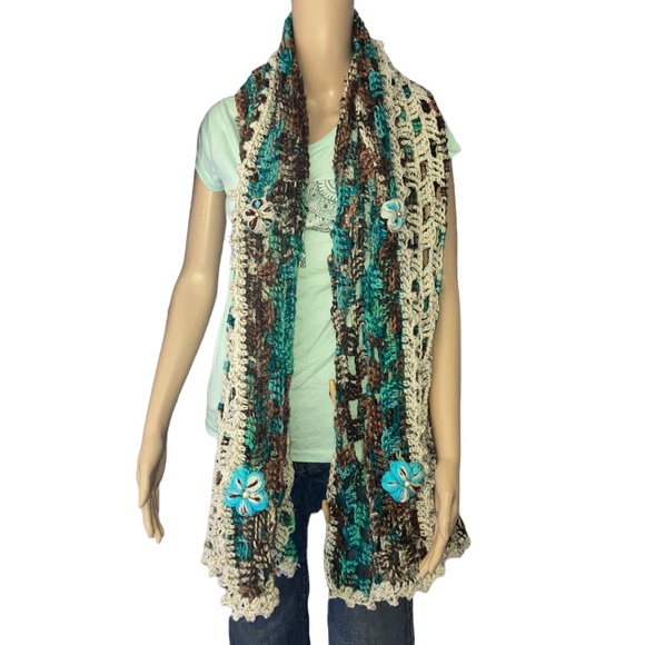 Crocheted Multi-way Poncho Wrap Scarf OOAK! - Picture 4 of 15